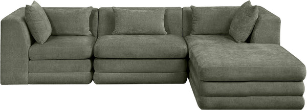 Meridian Furniture Stellar Four Piece Modular Sectional Soft Chenille Upholstery Reconfigurable Living Room Sofa 608Green-Sec4A