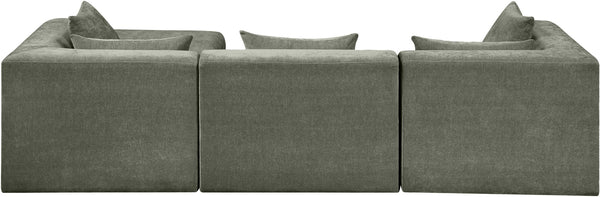Meridian Furniture Stellar Four Piece Modular Sectional Soft Chenille Upholstery Reconfigurable Living Room Sofa 608Green-Sec4A