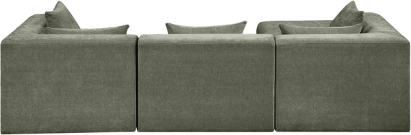 Meridian Furniture Stellar Four Piece Modular Sectional Soft Chenille Upholstery Reconfigurable Living Room Sofa 608Green-Sec4A