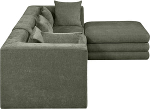 Meridian Furniture Stellar Four Piece Modular Sectional Soft Chenille Upholstery Reconfigurable Living Room Sofa 608Green-Sec4A