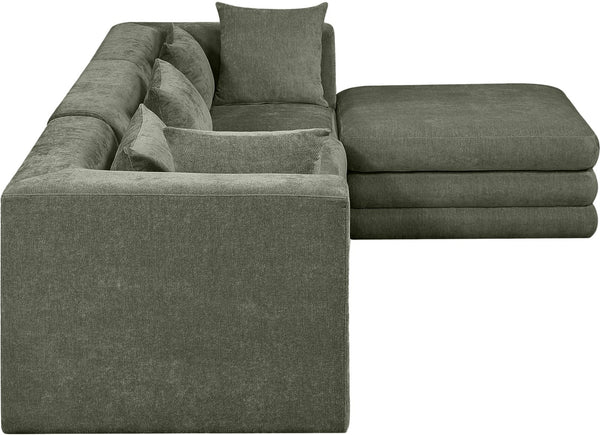 Meridian Furniture Stellar Four Piece Modular Sectional Soft Chenille Upholstery Reconfigurable Living Room Sofa 608Green-Sec4A