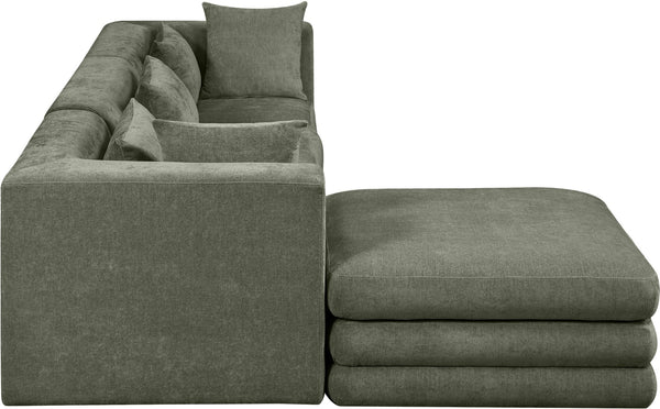 Meridian Furniture Stellar Four Piece Modular Sectional Soft Chenille Upholstery Reconfigurable Living Room Sofa 608Green-Sec4A