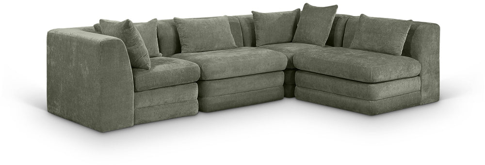 Meridian Furniture Stellar Four Piece Modular Sectional Soft Chenille Upholstery for Spacious Living Rooms 608Green-Sec4B