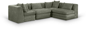 Meridian Furniture Stellar Four Piece Modular Sectional Soft Chenille Upholstery for Spacious Living Rooms 608Green-Sec4B