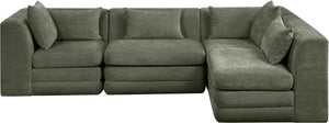Meridian Furniture Stellar Four Piece Modular Sectional Soft Chenille Upholstery for Spacious Living Rooms 608Green-Sec4B