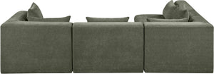 Meridian Furniture Stellar Four Piece Modular Sectional Soft Chenille Upholstery for Spacious Living Rooms 608Green-Sec4B
