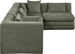 Meridian Furniture Stellar Four Piece Modular Sectional Soft Chenille Upholstery for Spacious Living Rooms 608Green-Sec4B