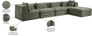 Meridian Furniture Stellar Five Piece Modular Sectional Soft Green Chenille Upholstery Living Room Sofa 608Green-Sec5A