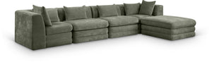 Meridian Furniture Stellar Five Piece Modular Sectional Soft Green Chenille Upholstery Living Room Sofa 608Green-Sec5A