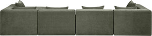 Meridian Furniture Stellar Five Piece Modular Sectional Soft Green Chenille Upholstery Living Room Sofa 608Green-Sec5A