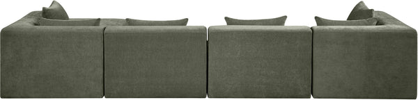Meridian Furniture Stellar Five Piece Modular Sectional Soft Green Chenille Upholstery Living Room Sofa 608Green-Sec5A