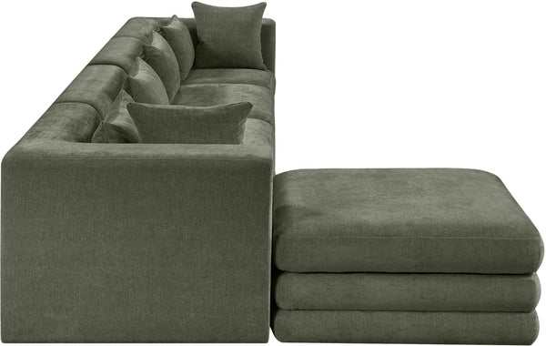 Meridian Furniture Stellar Five Piece Modular Sectional Soft Green Chenille Upholstery Living Room Sofa 608Green-Sec5A