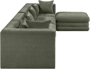 Meridian Furniture Stellar Five Piece Modular Sectional Soft Green Chenille Upholstery Living Room Sofa 608Green-Sec5A