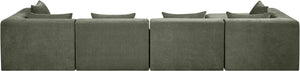 Meridian Furniture Stellar Five Piece Modular Sectional Soft Green Chenille Upholstery Living Room Sofa 608Green-Sec5A
