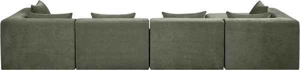 Meridian Furniture Stellar Five Piece Modular Sectional Soft Green Chenille Upholstery Living Room Sofa 608Green-Sec5A