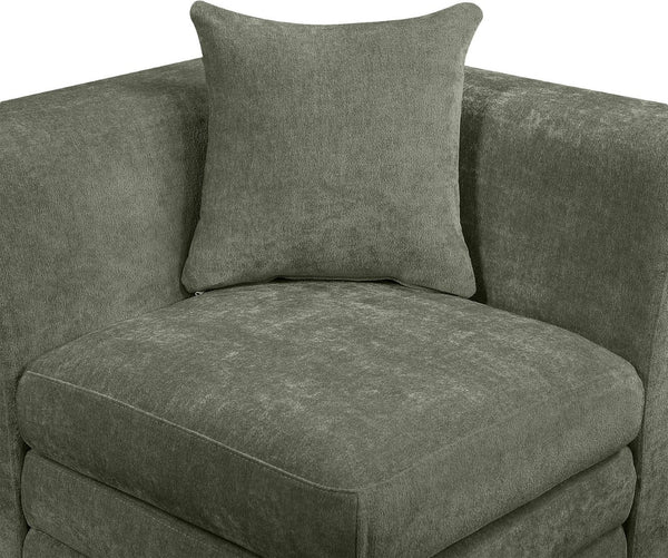 Meridian Furniture Stellar Five Piece Modular Sectional Soft Green Chenille Upholstery Living Room Sofa 608Green-Sec5A