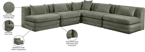 Meridian Furniture Stellar Five Piece Modular Sectional in Plush Chenille for Open Living Rooms 608Green-Sec5B