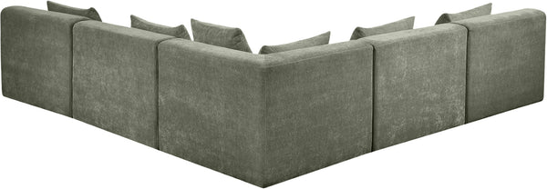 Meridian Furniture Stellar Five Piece Modular Sectional in Plush Chenille for Open Living Rooms 608Green-Sec5B