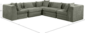 Meridian Furniture Stellar Five Piece Modular Sectional Plush Chenille Fabric Organic Green Living Room 608Green-Sec5C
