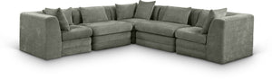 Meridian Furniture Stellar Five Piece Modular Sectional Plush Chenille Fabric Organic Green Living Room 608Green-Sec5C