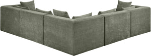 Meridian Furniture Stellar Five Piece Modular Sectional Plush Chenille Fabric Organic Green Living Room 608Green-Sec5C