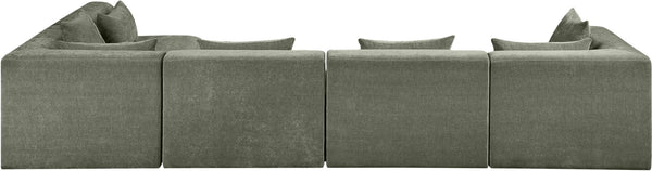 Meridian Furniture Stellar Five Piece Modular Sectional Soft Green Chenille Living Room Sofa Set 608Green-Sec5D