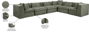 Meridian Furniture Stellar Six Piece Modular Sectional Soft Chenille Low Profile Living Room Sofa Set 608Green-Sec6A