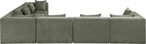 Meridian Furniture Stellar Six Piece Modular Sectional Soft Chenille Low Profile Living Room Sofa Set 608Green-Sec6A