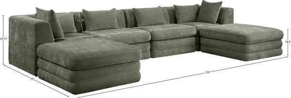 Meridian Furniture Stellar Six Piece Modular Sectional Plush Chenille Upholstery Flexible Living Room Seating 608Green-Sec6B