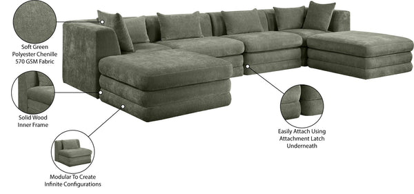 Meridian Furniture Stellar Six Piece Modular Sectional Plush Chenille Upholstery Flexible Living Room Seating 608Green-Sec6B