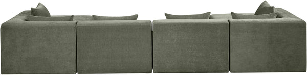 Meridian Furniture Stellar Six Piece Modular Sectional Plush Chenille Upholstery Flexible Living Room Seating 608Green-Sec6B