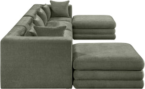 Meridian Furniture Stellar Six Piece Modular Sectional Plush Chenille Upholstery Flexible Living Room Seating 608Green-Sec6B