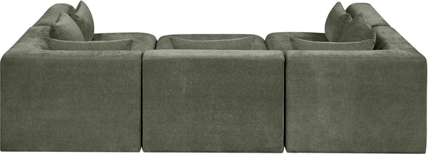 Meridian Furniture Stellar Six Piece Modular Sectional Chenille Upholstered Sofa for Large Living Rooms 608Green-Sec6C
