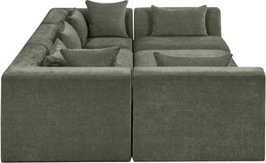 Meridian Furniture Stellar Six Piece Modular Sectional Chenille Upholstered Sofa for Large Living Rooms 608Green-Sec6C