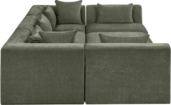 Meridian Furniture Stellar Six Piece Modular Sectional Chenille Upholstered Sofa for Large Living Rooms 608Green-Sec6C