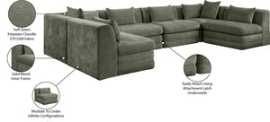 Meridian Furniture Stellar Six Piece Modular Sectional in Plush Green Chenille for Spacious Living Rooms 608Green-Sec6D