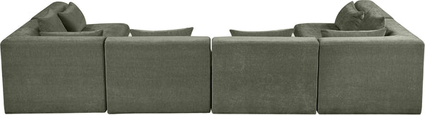 Meridian Furniture Stellar Six Piece Modular Sectional in Plush Green Chenille for Spacious Living Rooms 608Green-Sec6D