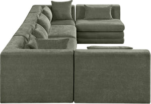 Meridian Furniture Stellar Six Piece Modular Sectional in Plush Green Chenille for Spacious Living Rooms 608Green-Sec6D