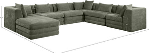 Meridian Furniture Stellar Seven Piece Modular Sectional Soft Chenille Upholstery for Open Living Spaces 608Green-Sec7A
