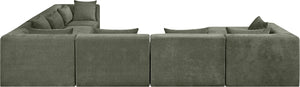 Meridian Furniture Stellar Seven Piece Modular Sectional Soft Chenille Upholstery for Open Living Spaces 608Green-Sec7A