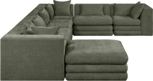 Meridian Furniture Stellar Seven Piece Modular Sectional Soft Chenille Upholstery for Open Living Spaces 608Green-Sec7A