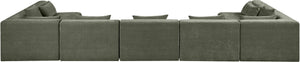 Meridian Furniture Stellar Seven Piece Modular Sectional Sage Chenille 190 Inch Living Room Sofa 608Green-Sec7B