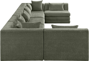 Meridian Furniture Stellar Seven Piece Modular Sectional Sage Chenille 190 Inch Living Room Sofa 608Green-Sec7B