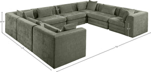 Meridian Furniture Stellar Eight Piece Modular Sectional Soft Green Chenille Plush Living Room Sofa Set 608Green-Sec8A