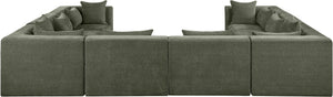 Meridian Furniture Stellar Eight Piece Modular Sectional Soft Green Chenille Plush Living Room Sofa Set 608Green-Sec8A