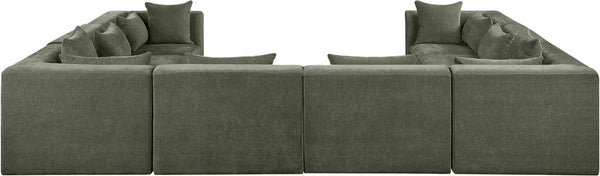 Meridian Furniture Stellar Eight Piece Modular Sectional Soft Green Chenille Plush Living Room Sofa Set 608Green-Sec8A