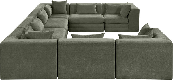 Meridian Furniture Stellar Eight Piece Modular Sectional Soft Green Chenille Plush Living Room Sofa Set 608Green-Sec8A