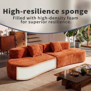 English Elm 108.6-inch Curved Velvet Sectional Frameless Cloud Sofa for Modern Living Spaces W3108P412353