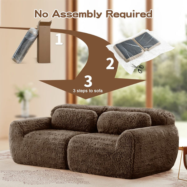 English Elm 2-seater Modular Cloud Sofa Plush Fluffy Sectional with Pillows for Living Room W714P380147