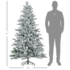 English Elm Homcom 6Ft Snow Flocked Artificial Christmas Tree With 994 Tips & Easy Setup For Festive Decor W2225P229178